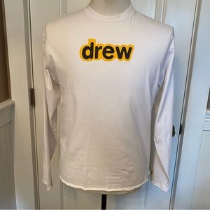 DREW HOUSE JUSTIN BEIBER MENS T TEE SHIRT TOP WHITE YELLOW LONG SLEEVE SIZE S